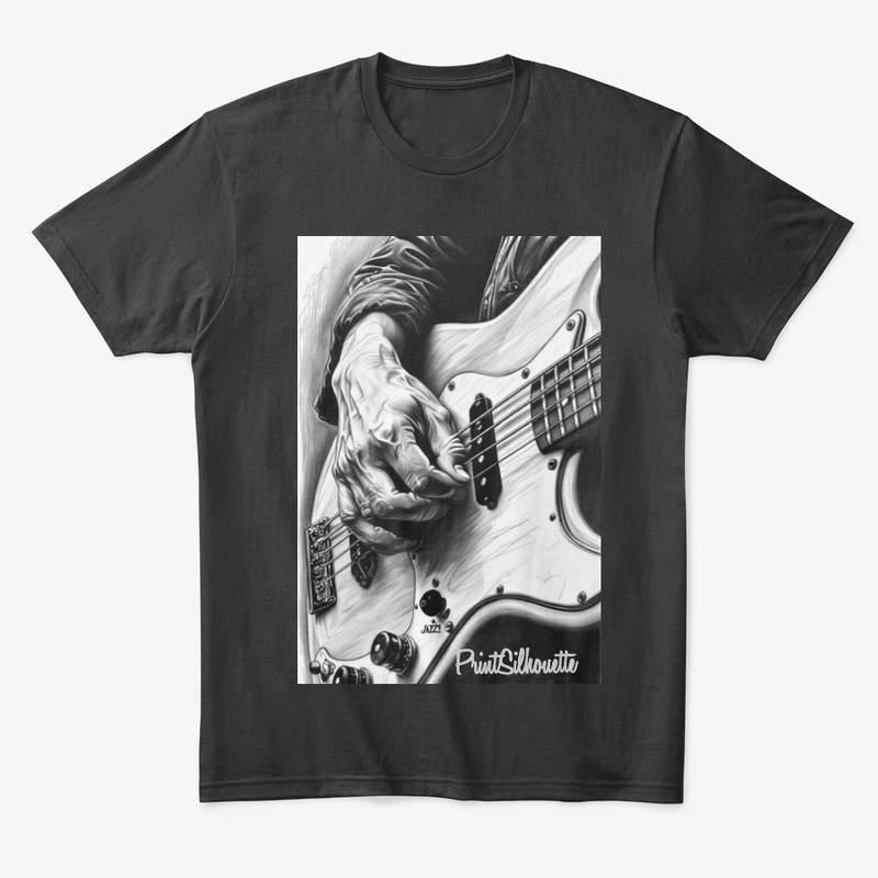 Bass Guitar t shirt black & white visual