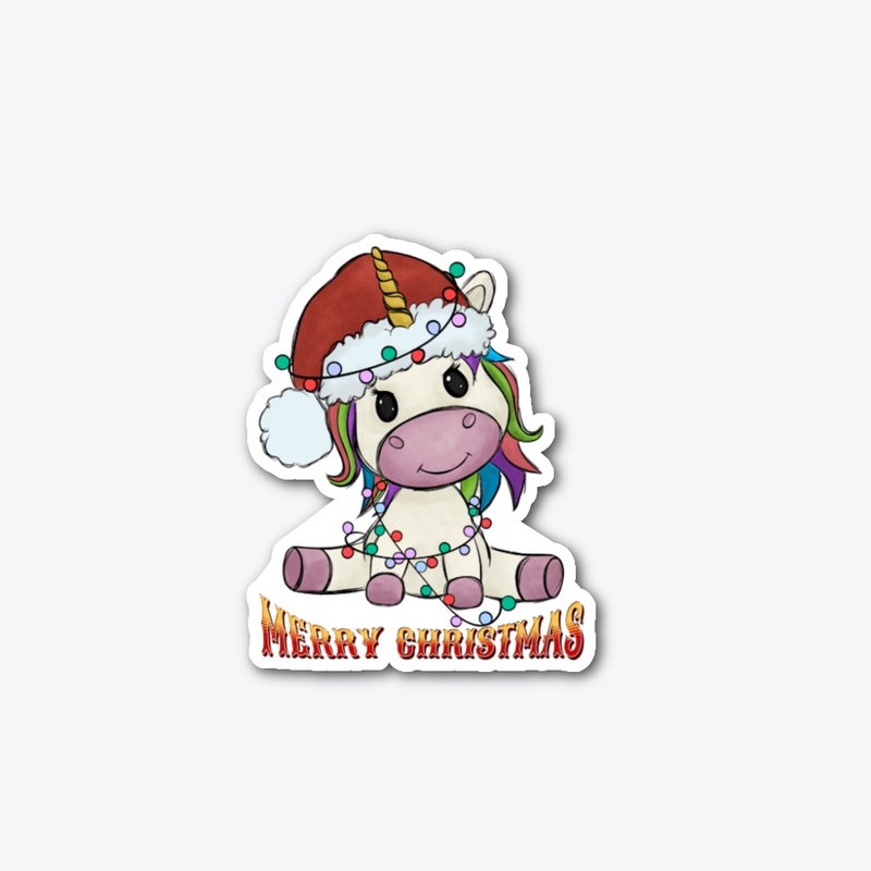 Unicorn wrapped in Christmas lights