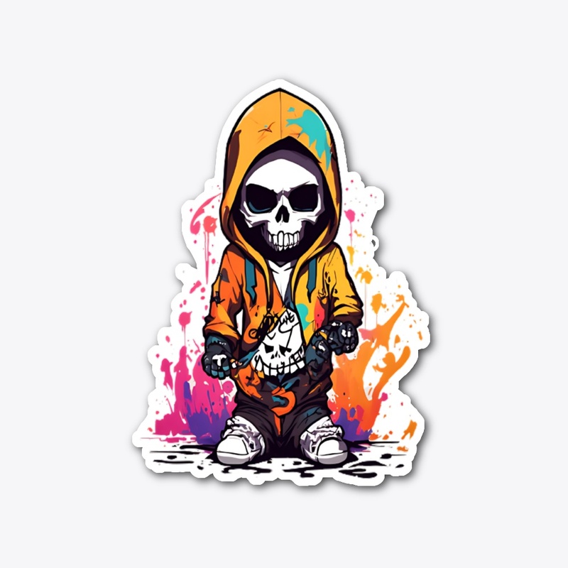 skull wearing a hood