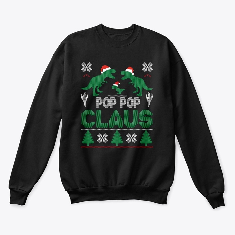 Pop Pop Claus T-rex Christmas Matching F