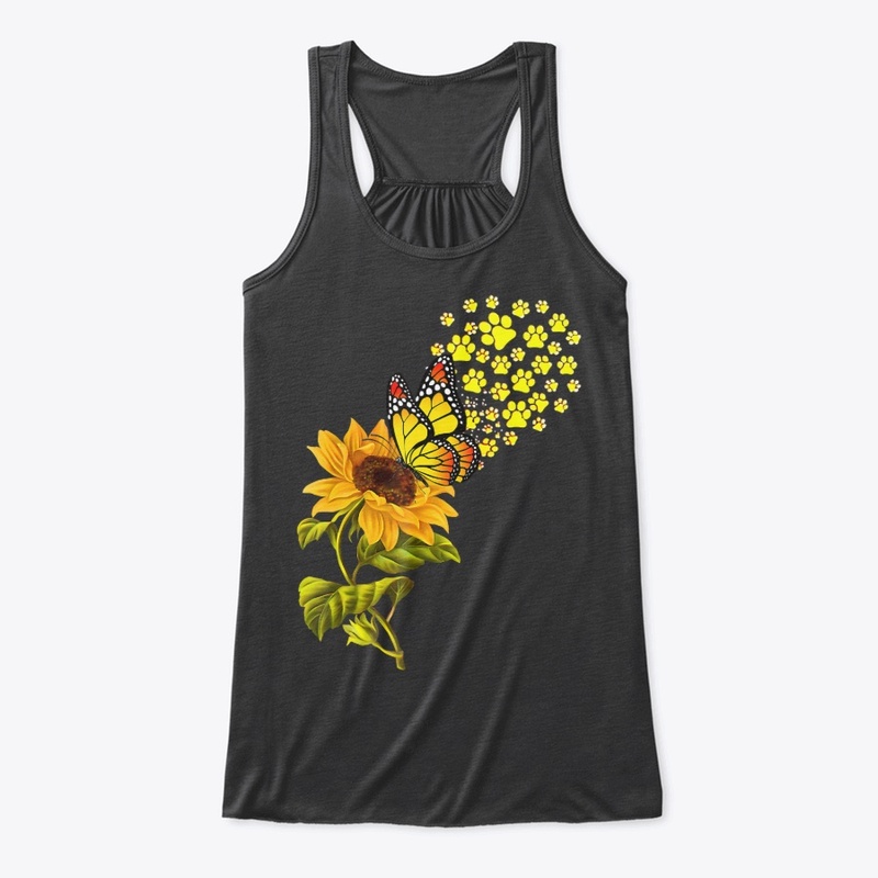 Dog Paw Sunflower And Butterfly