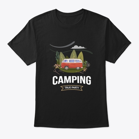 Camping Car Black T-Shirt Front