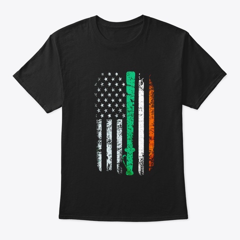 Irish American Flag T Shirt Black T-Shirt Front