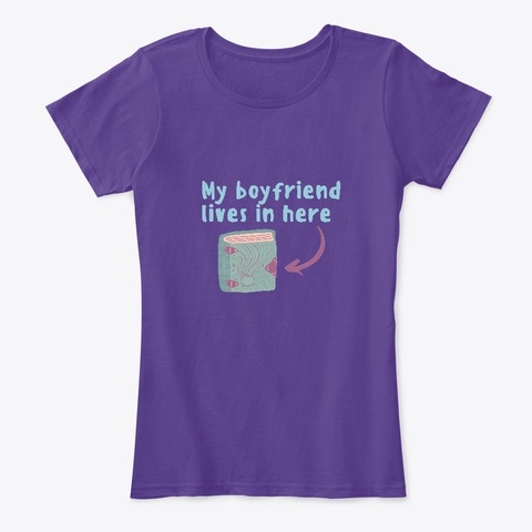 My Boyfriend Lives In Here Purple Camiseta Front