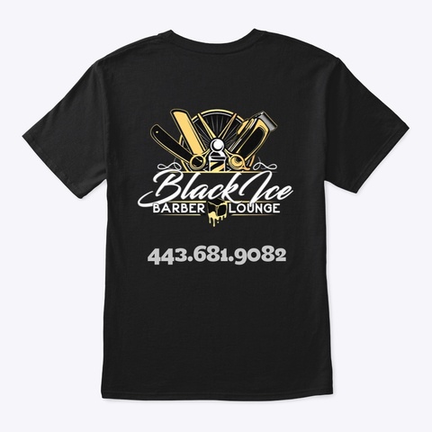 Black Ice Barber Lounge Black T-Shirt Back