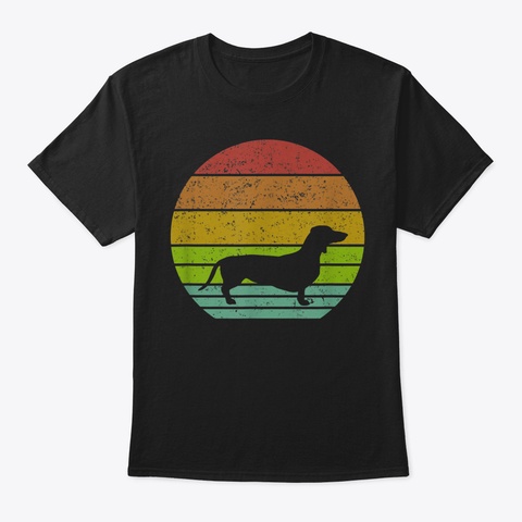 Vintage Dachshund Tshirt Retro Look  Dog Black T-Shirt Front