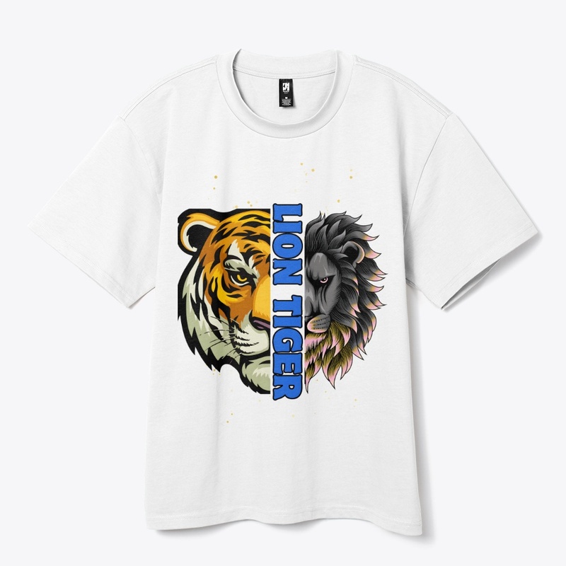 Lion Tiger Colorful White T-shirt Design