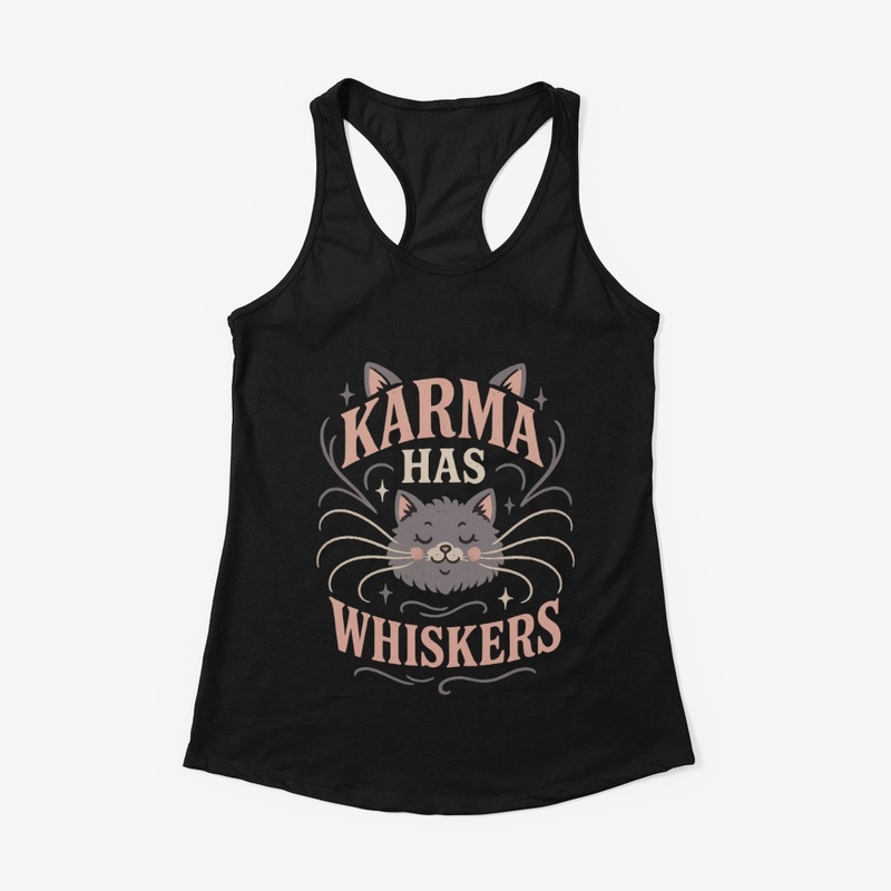 Karma Has Whiskers Retro Cat Tee Gift