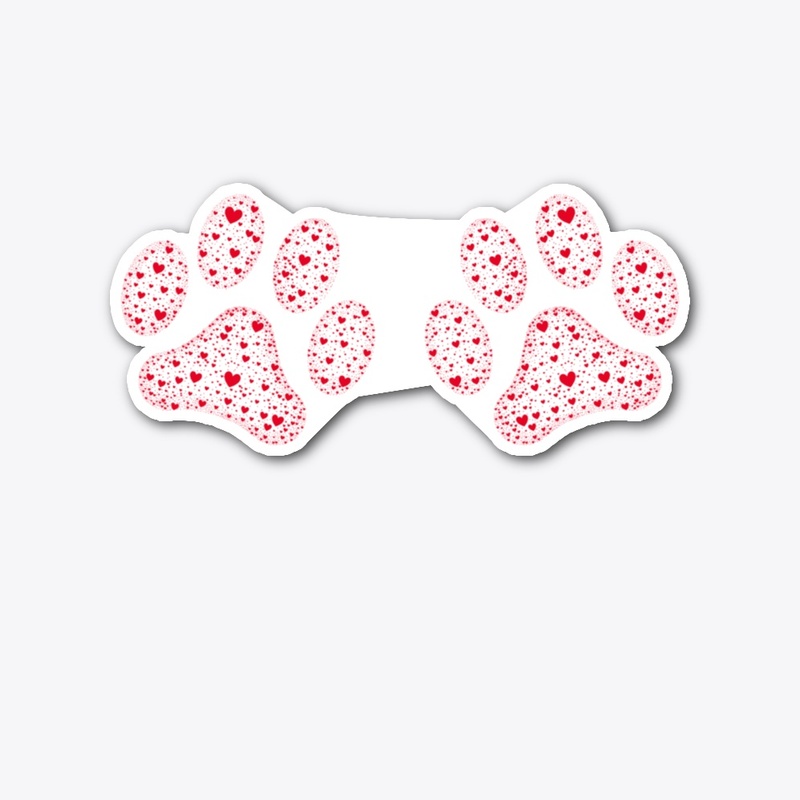 Red Animal Paws with Hearts