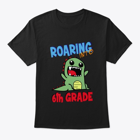 Kids Back To School   Dinosaur Roaring I Black T-Shirt Front