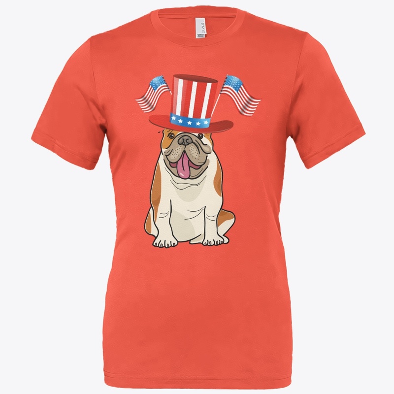 Bulldog w/fancy hat w/2 American Flags