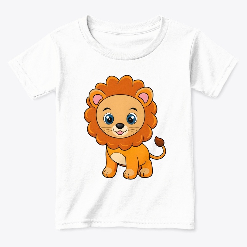 Happy Lion cartoon white kids t-shirt