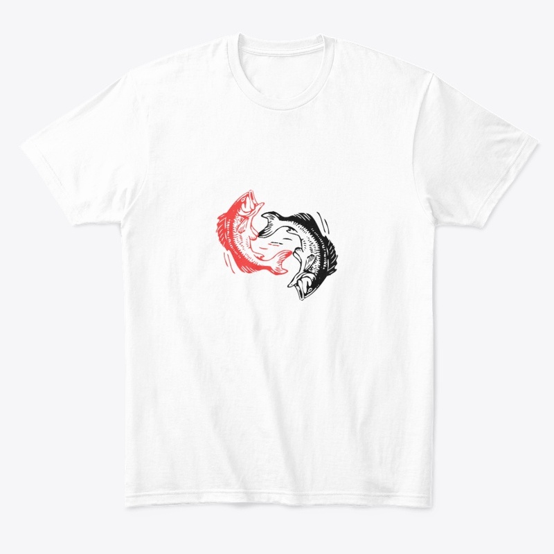 T shrit Red & White Koi Fish Yin Yang 