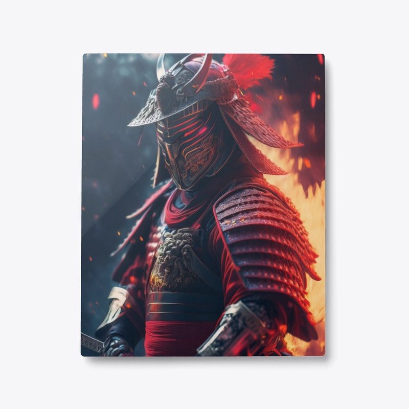 Fiery Samurai - Metal Print Wall Art