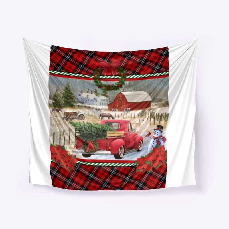 Red Truck Christmas Tree Horse Farm Gift