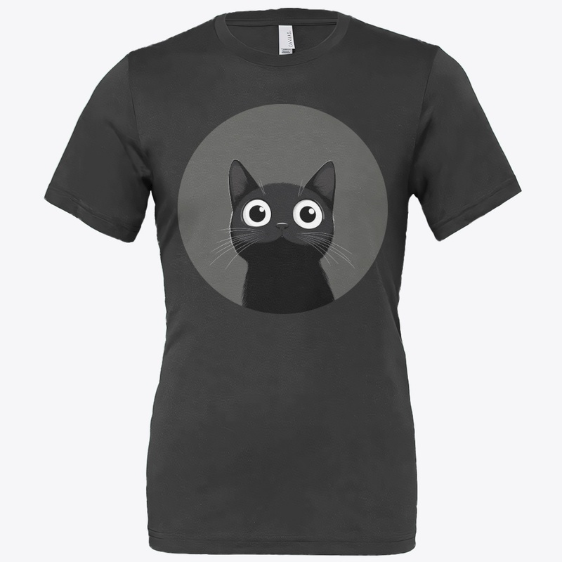 Cute Black Cat on Gray Moon