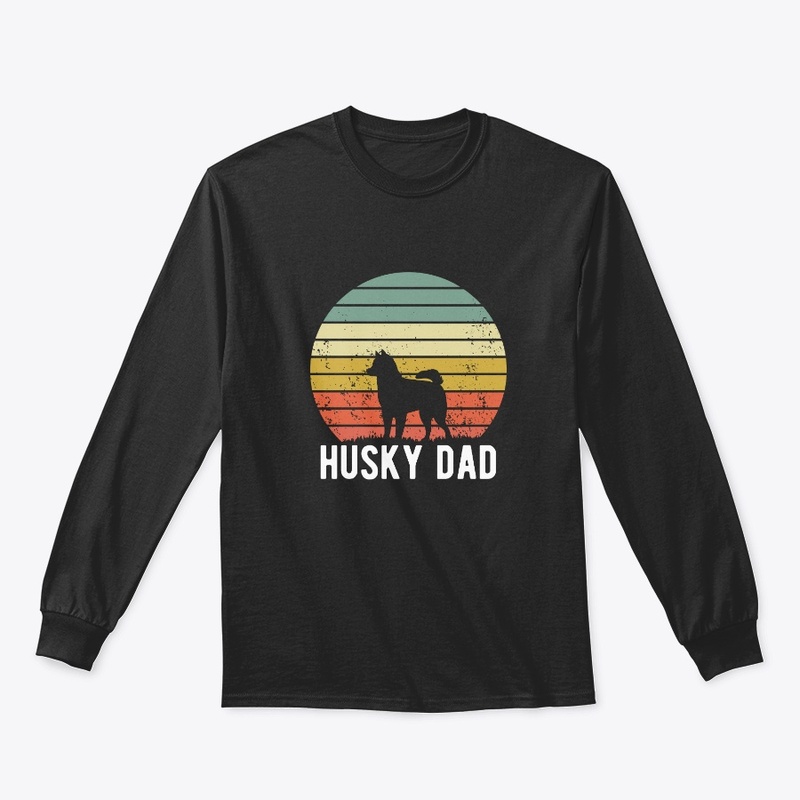 Husky Dad Retro Sunset Dog Lover