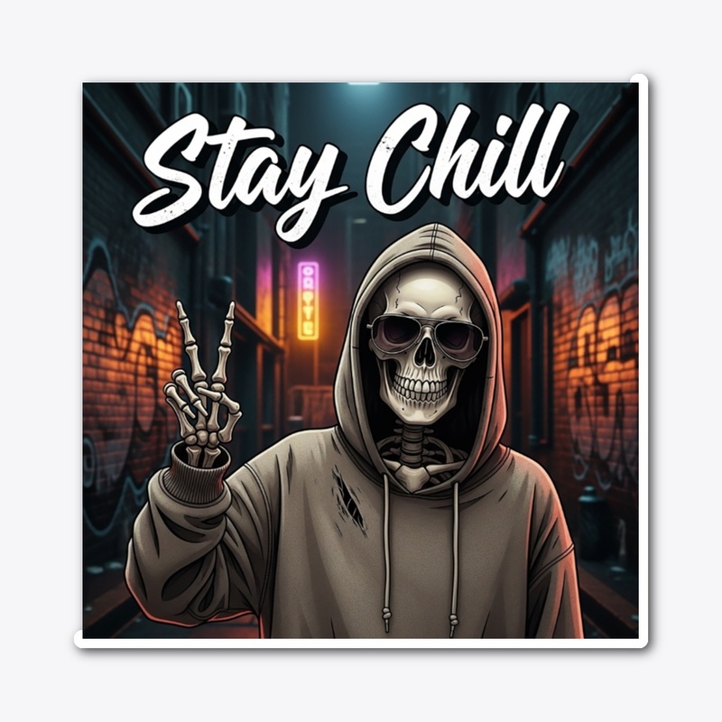 Stay Chill Skeleton in Urban Alley