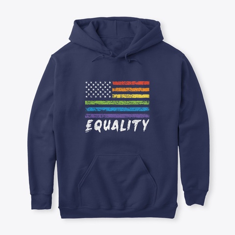 Gay American Flag Navy T-Shirt Front