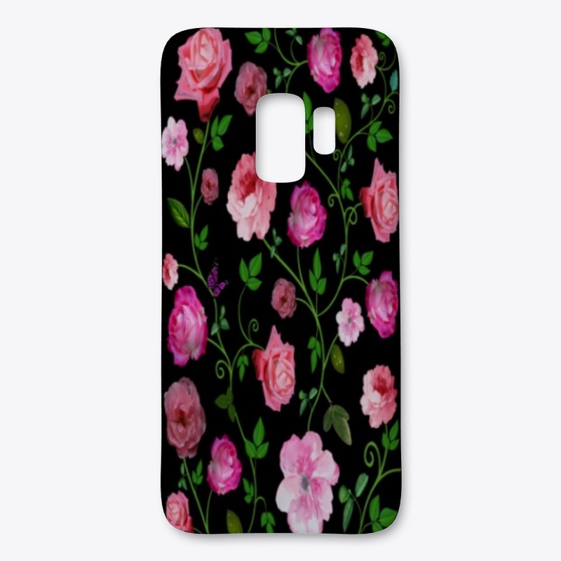 Roses on vines and butterfly