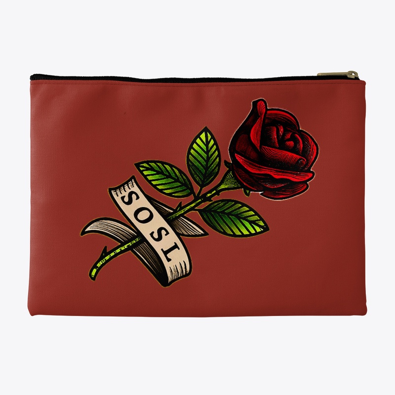 Single Rose keepsake pouch in red
