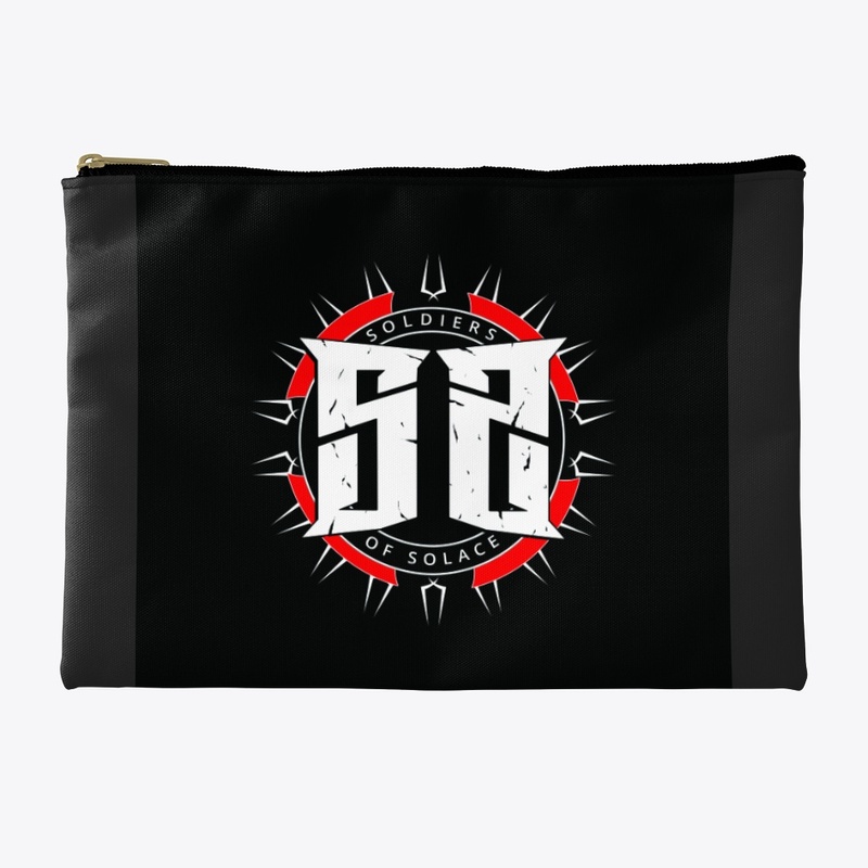 Red Black White Logo on Black