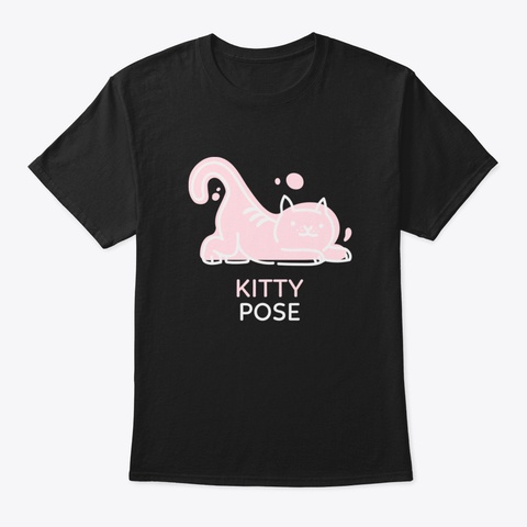 Kitty Yoga Asana   Yoga Cat Kitty Pose   Black T-Shirt Front