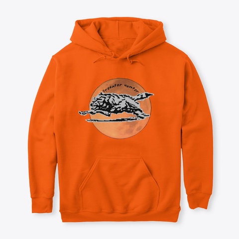 Predator Hunter Running Coyote Full Moon Safety Orange T-Shirt Front
