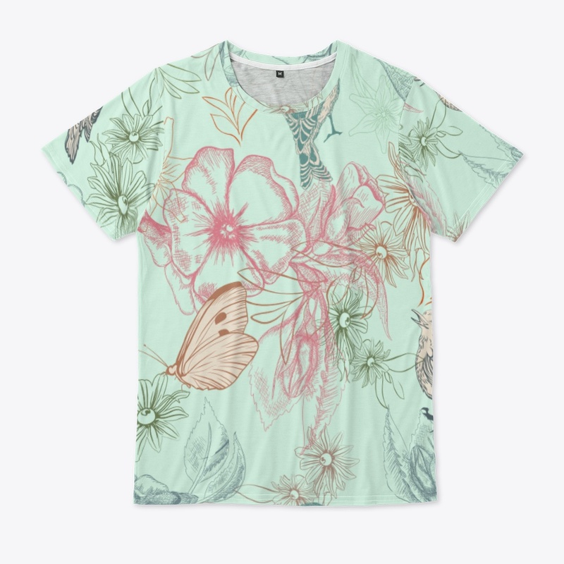Flower With Butterfly And Birds