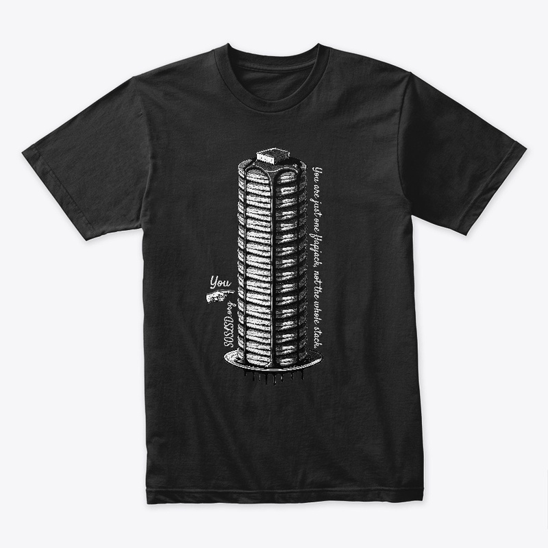 Flapjack Stack tee in monochromatic