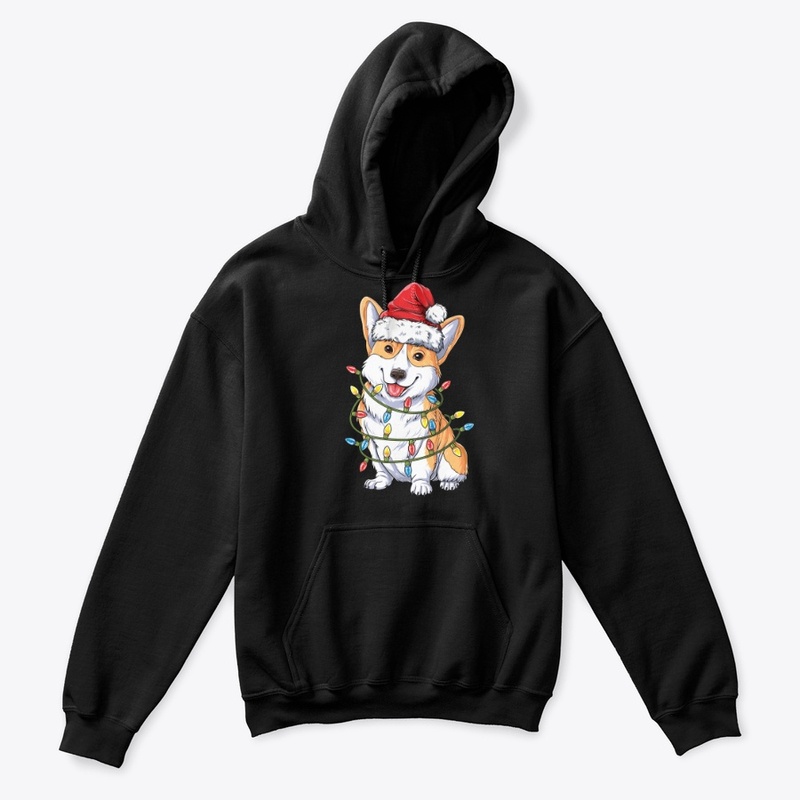 Corgi Santa Hat Xmas Lights Christmas