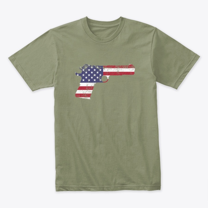 Patriotic American Flag 1911 Pistol Tee 