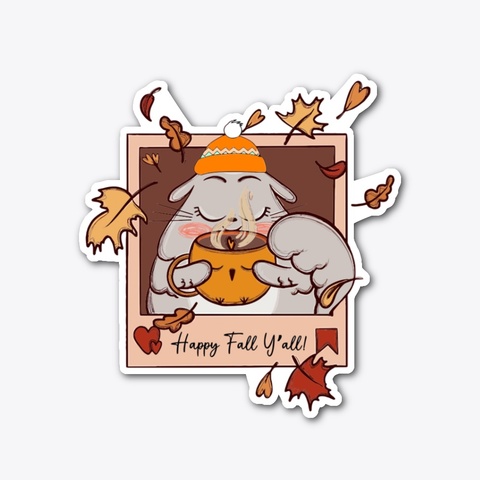 Happy Fall Y'all, Cat With Co Coa Sticker Standard T-Shirt Front