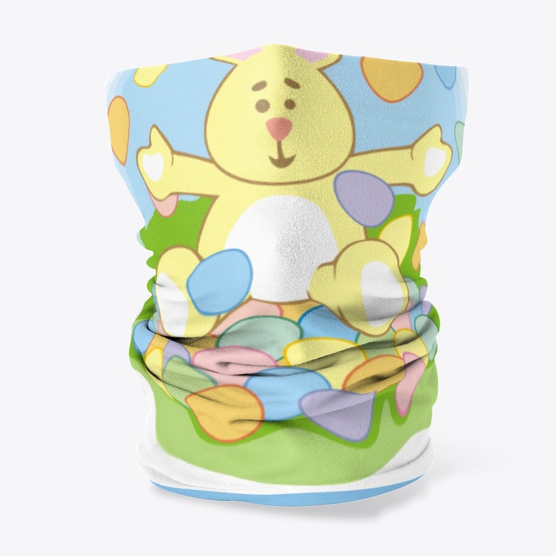Easter Bunny playing with Easter eggs