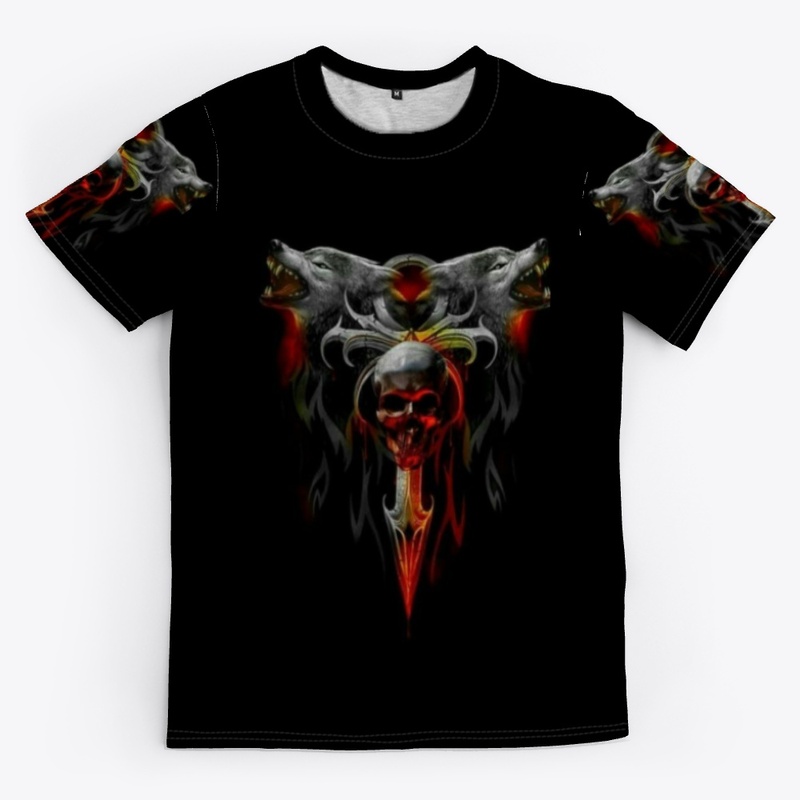 Skull with wolves T-shirt