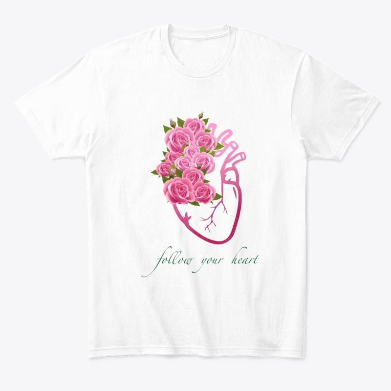 Follow Your Heart Art with Pink Roses