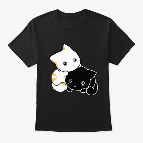 Cute Kittens Playing Black T-Shirt Front