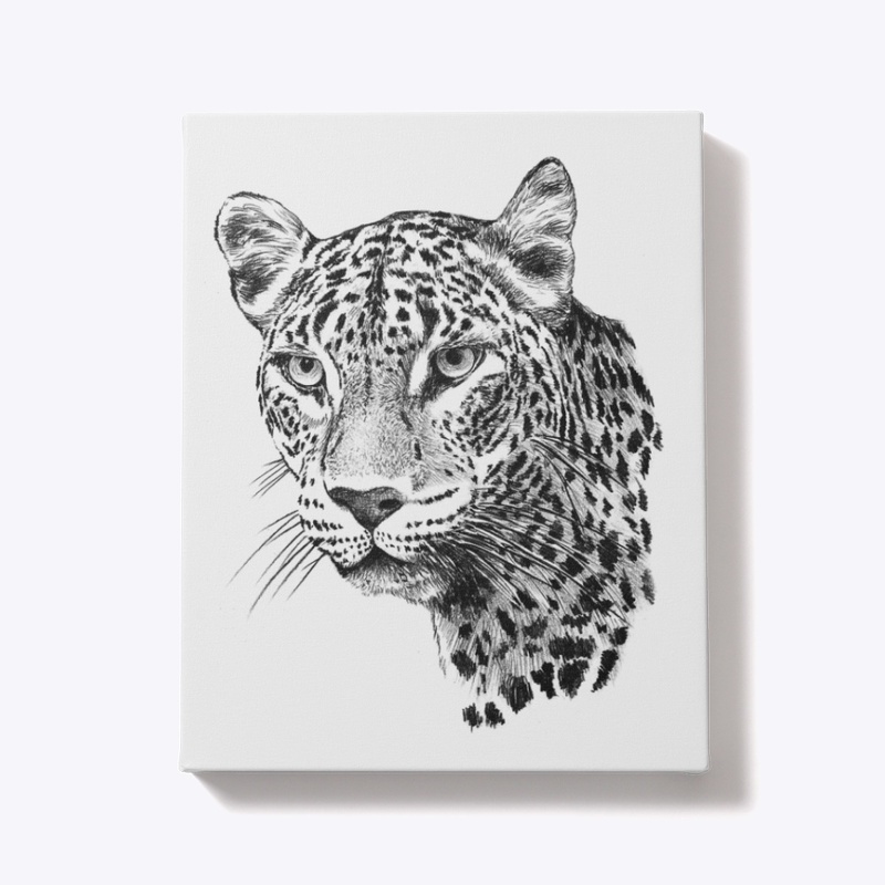 Persian leopard black on white