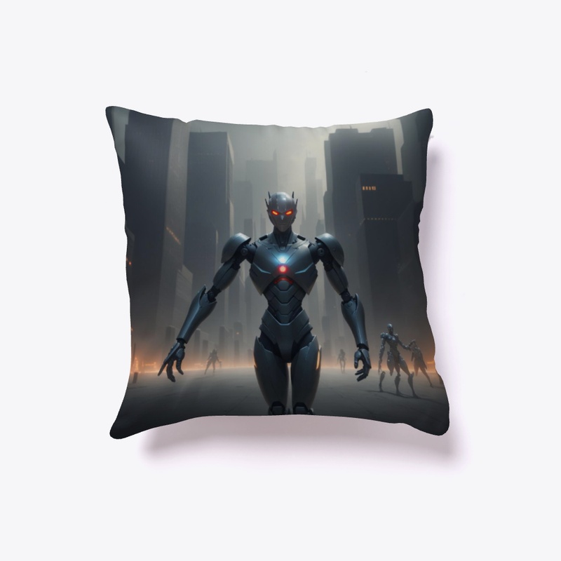 Robot in a futuristic city