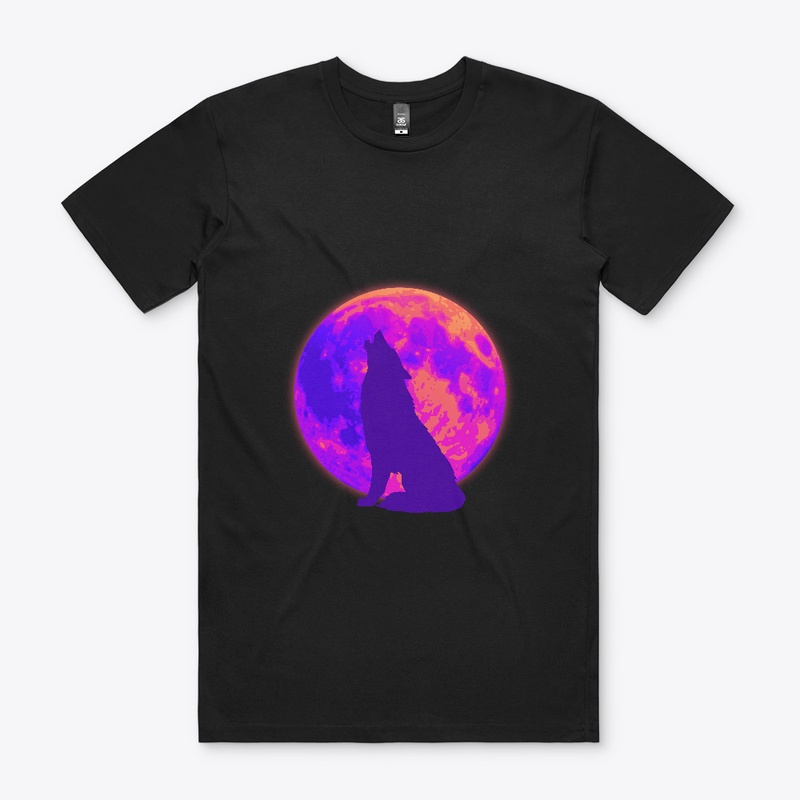 Howling Wolf Crimson Color Moon Design