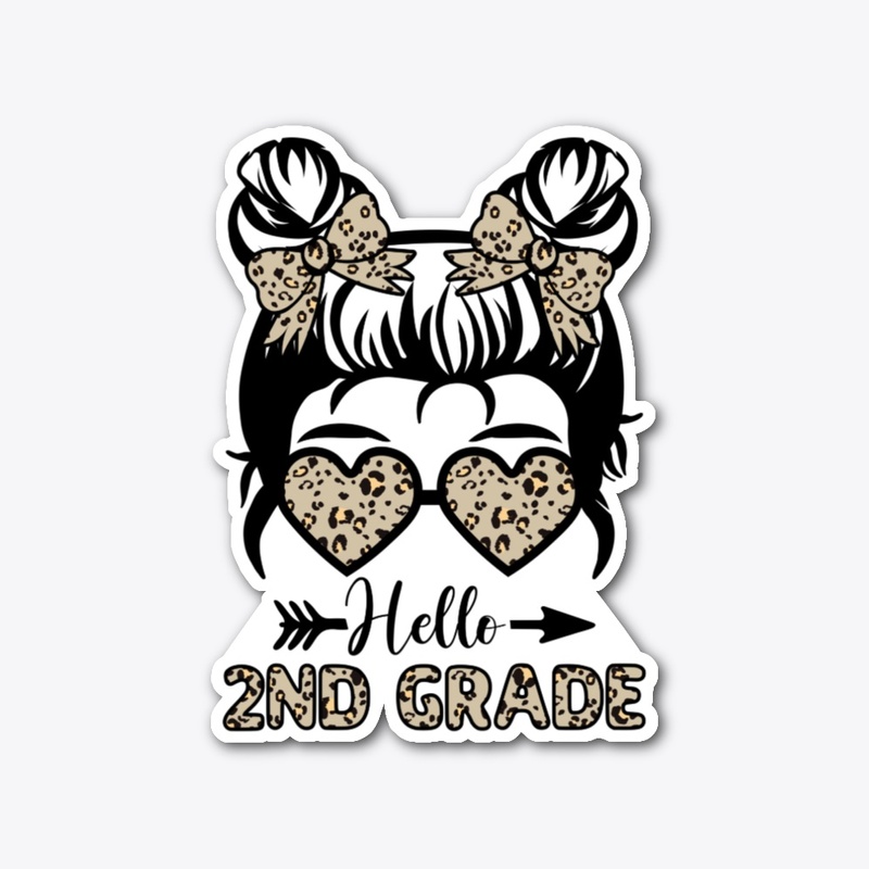 Hello 2nd Grade Messy Bun - Leopard