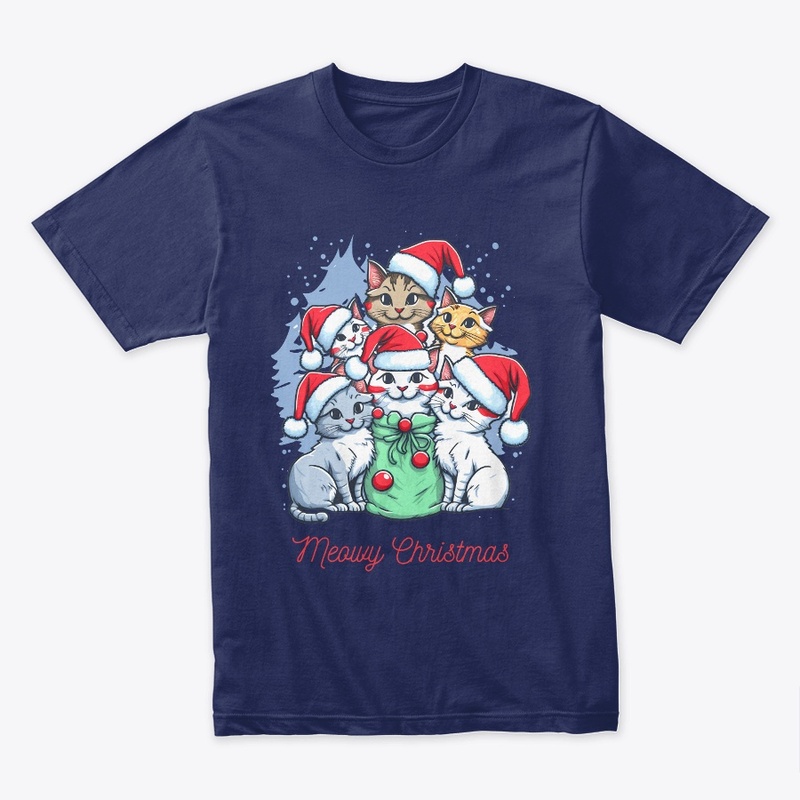 Cute Cat wishing Merry Christmas shirs