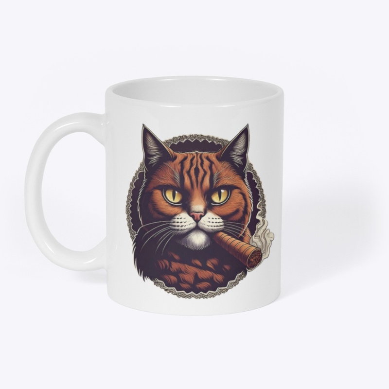 Smoking Cat Retro Illustration