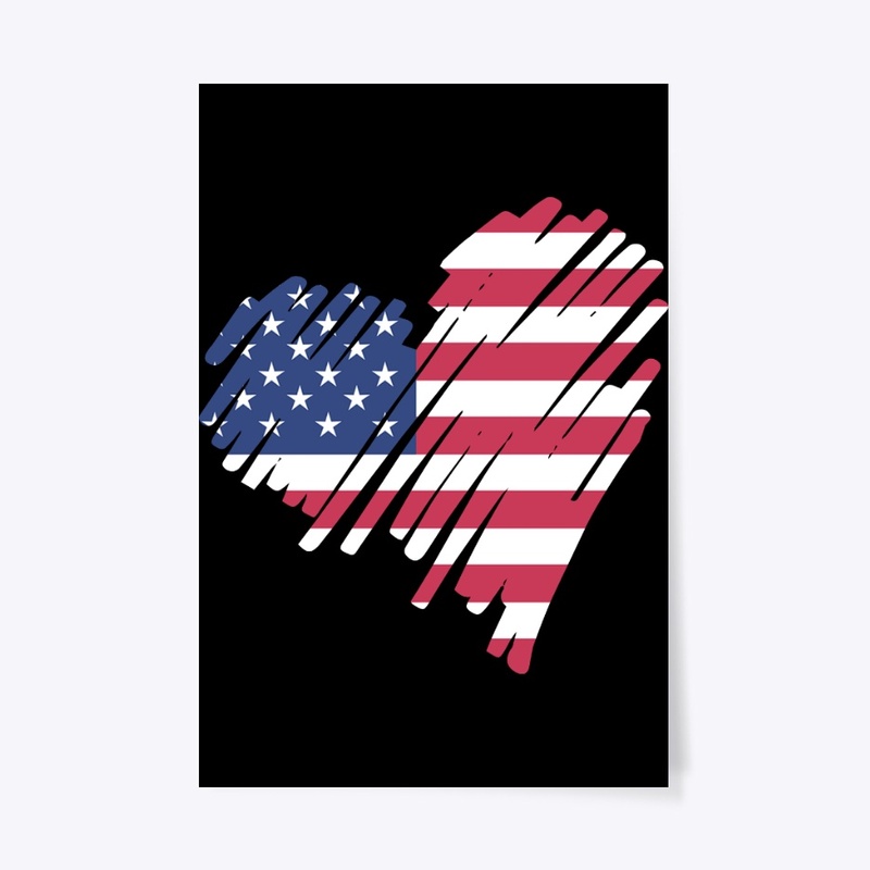 Heart American Flag 4th of July