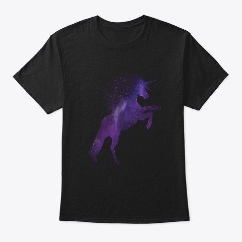 Space Unicorn Funny Black T-Shirt Front