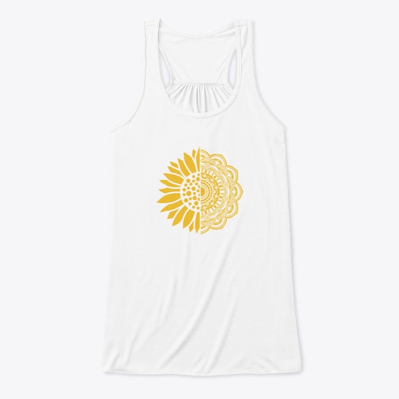 Half Yellow Flower half Mandala