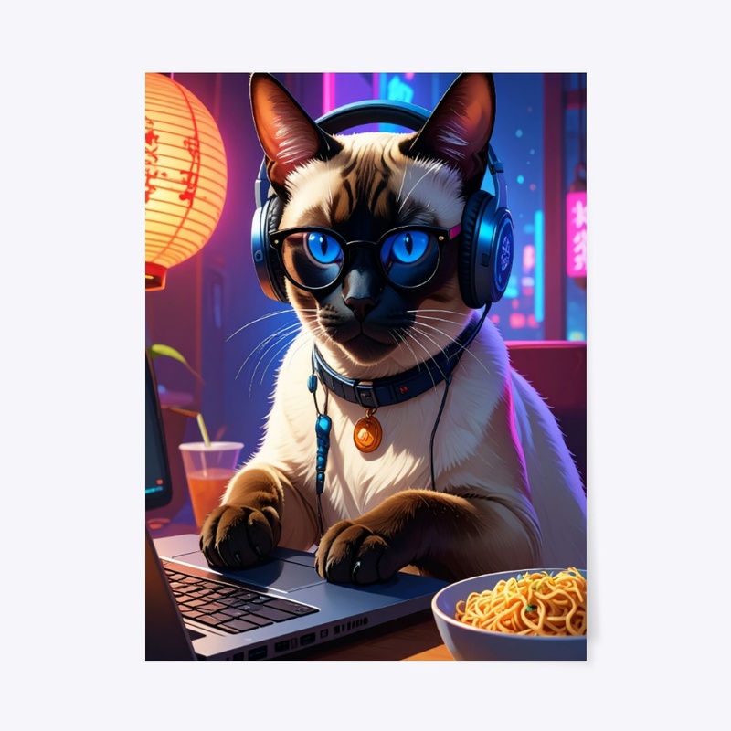 Cool Cat DJ Wall Art Poster