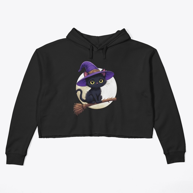 Black Cat Witch Halloween Tee