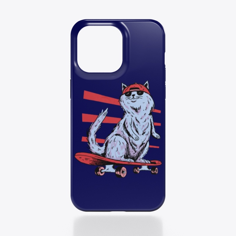 Cool Skater Cat in Shades, Retro Style