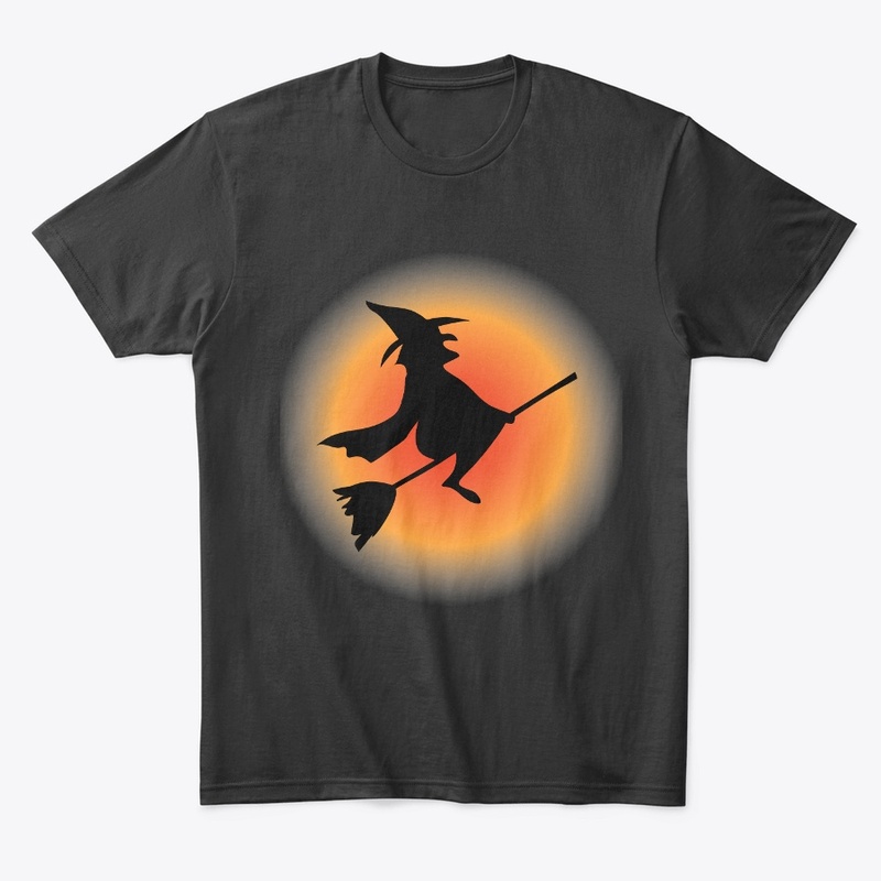 Halloween flying Witch with her broom.